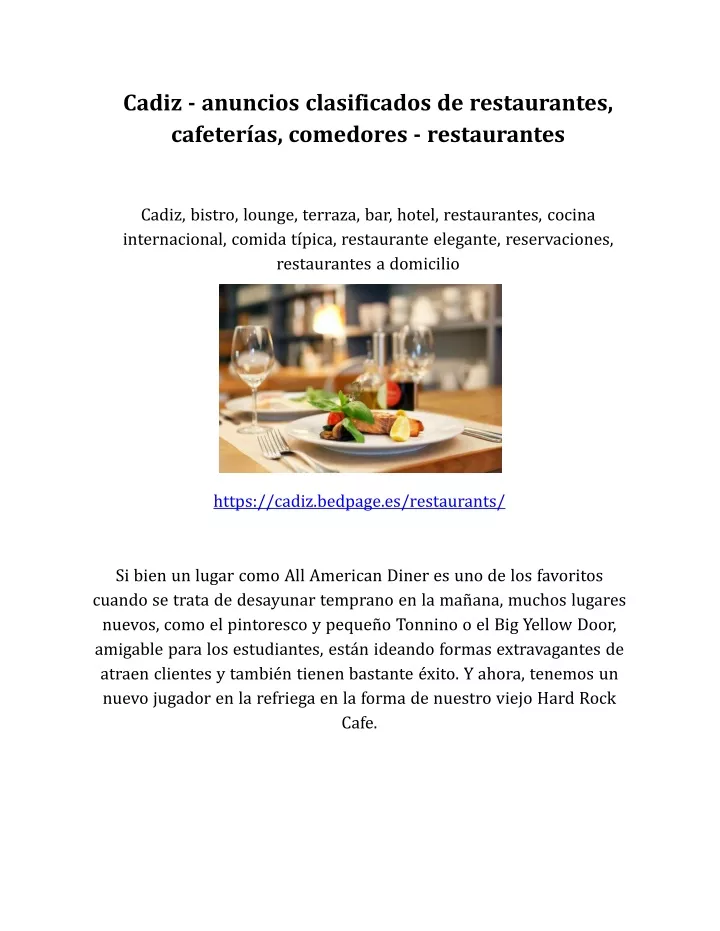 cadiz anuncios clasificados de restaurantes