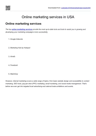 Online marketing services in USA