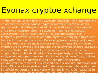evonax cryptoe xchange