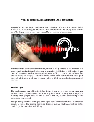 What Is Tinnitus, Its Symptoms, And Treatment
