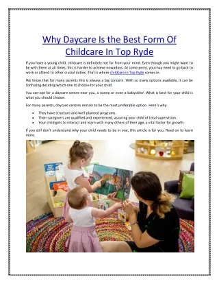 Childcare Top Ryde
