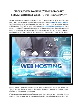 quick review to guide you on dedicated server