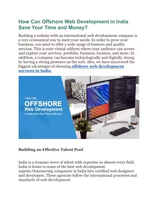 how can offshore web development in india save