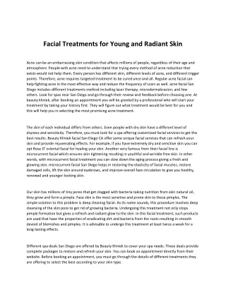 facial treatments for young and radiant skin