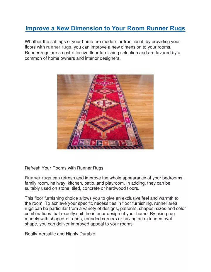 improve a new dimension to your room runner rugs