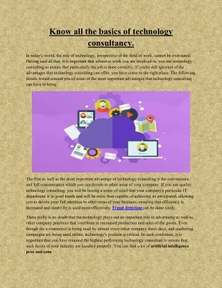 Know all the basics of technology consultancy