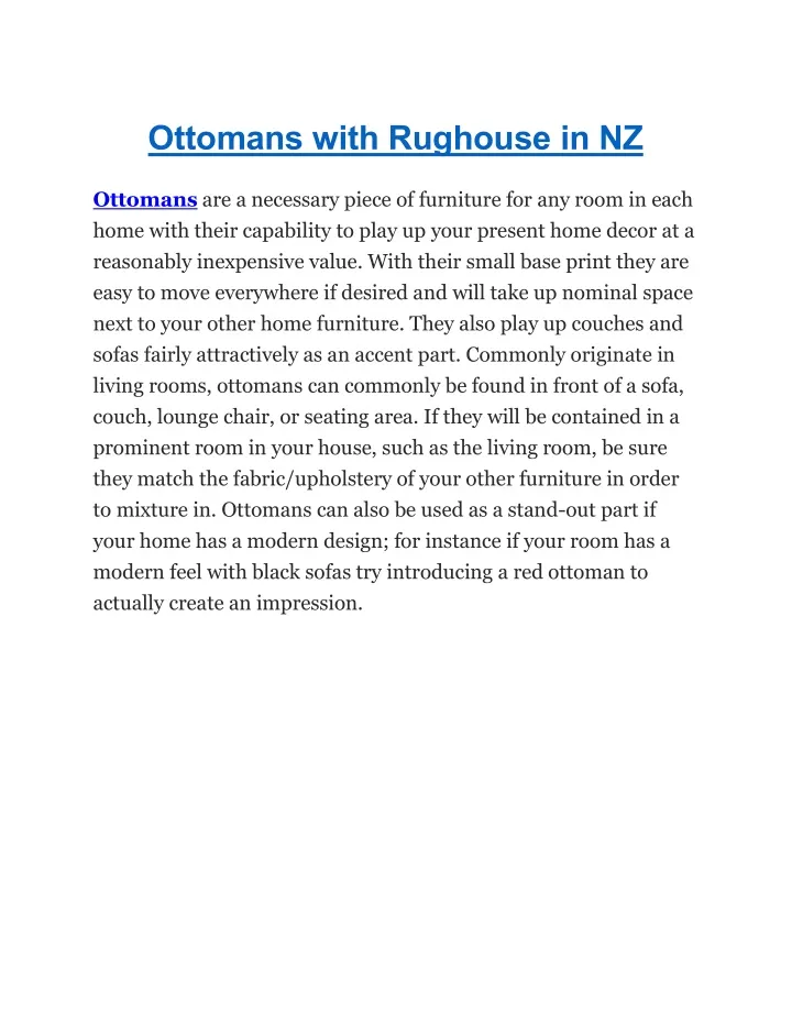 ottomans with rughouse in nz