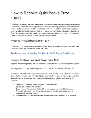 How to Resolve QuickBooks Error 1303