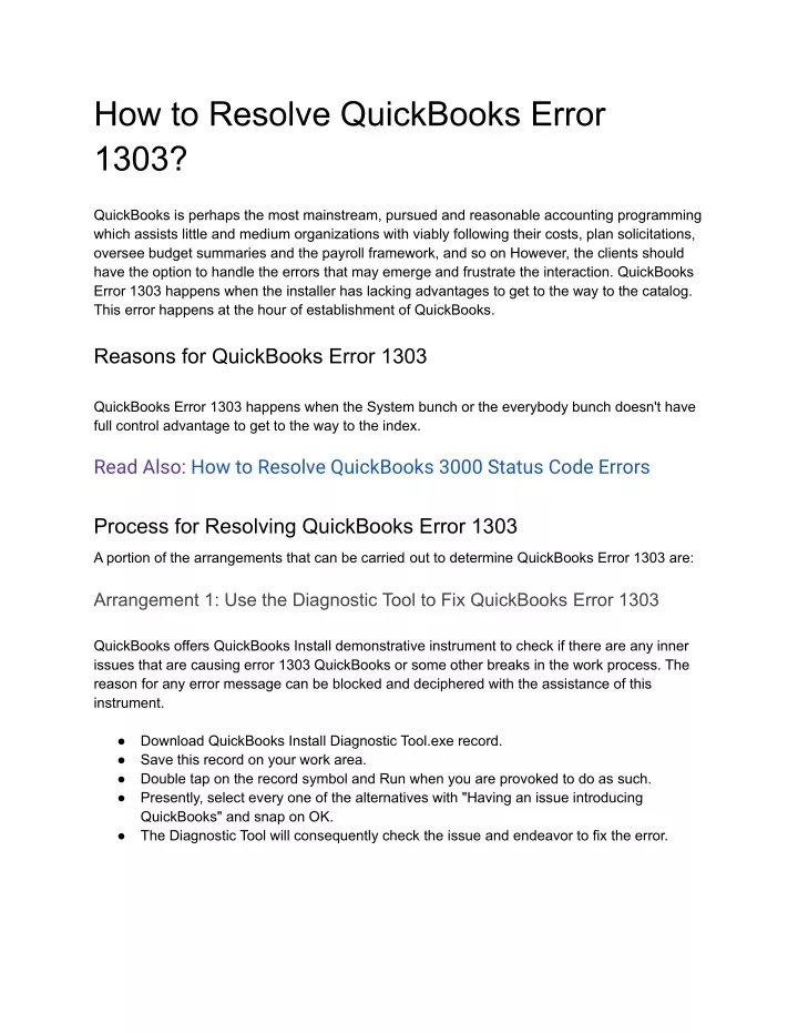 how to resolve quickbooks error 1303