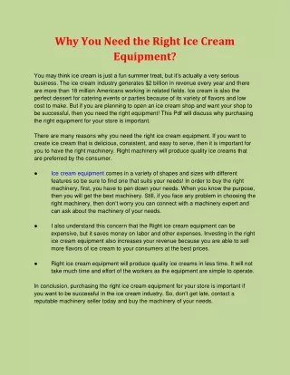 why you need the right ice cream equipment