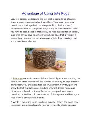 advantage of using jute rugs