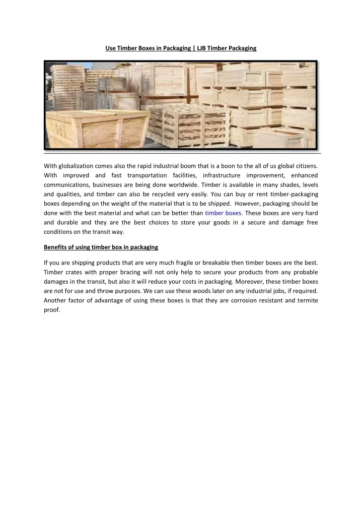use timber boxes in packaging ljb timber packaging