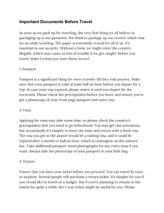 important documents before travel as soon