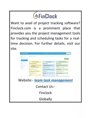 Team Task Management | Finclock.com