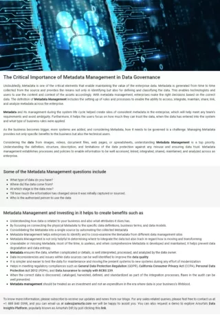 The Critical Importance of Metadata Management in Data Governance