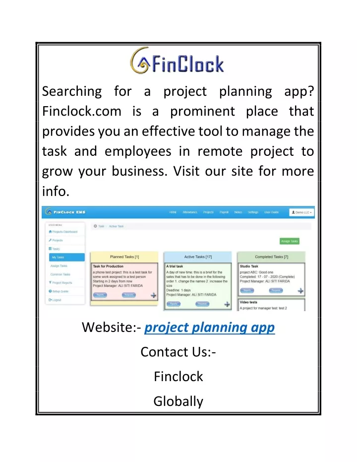 searching for a project planning app finclock
