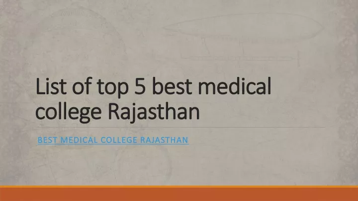 list of top 5 best medical college rajasthan