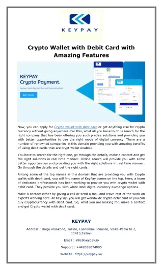 Crypto Wallet with Debit Card with Amazing Features