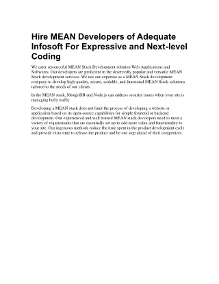 hire mean developers of adequate infosoft