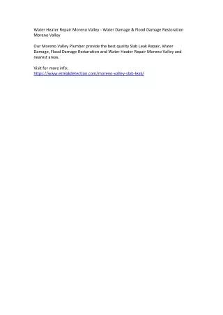 Water Heater Repair Moreno Valley - Water Damage & Flood Damage Restoration More