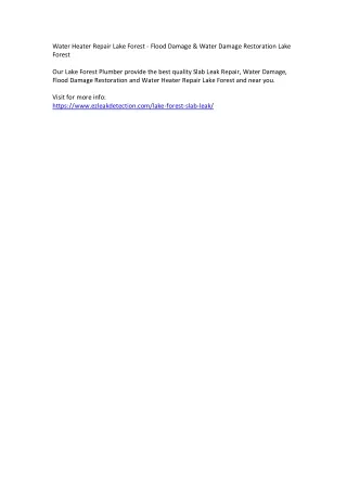Water Heater Repair Lake Forest - Flood Damage & Water Damage Restoration Lake F