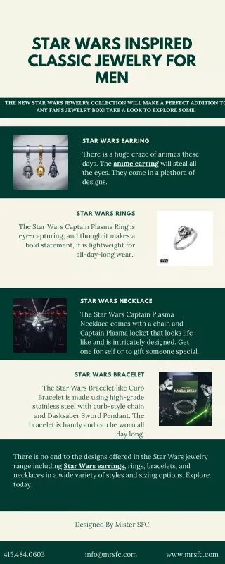 Star Wars Inspired Classic Jewelry for Men