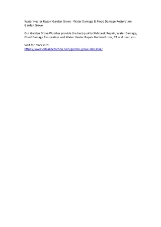Water Heater Repair Garden Grove - Water Damage & Flood Damage Restoration Garde