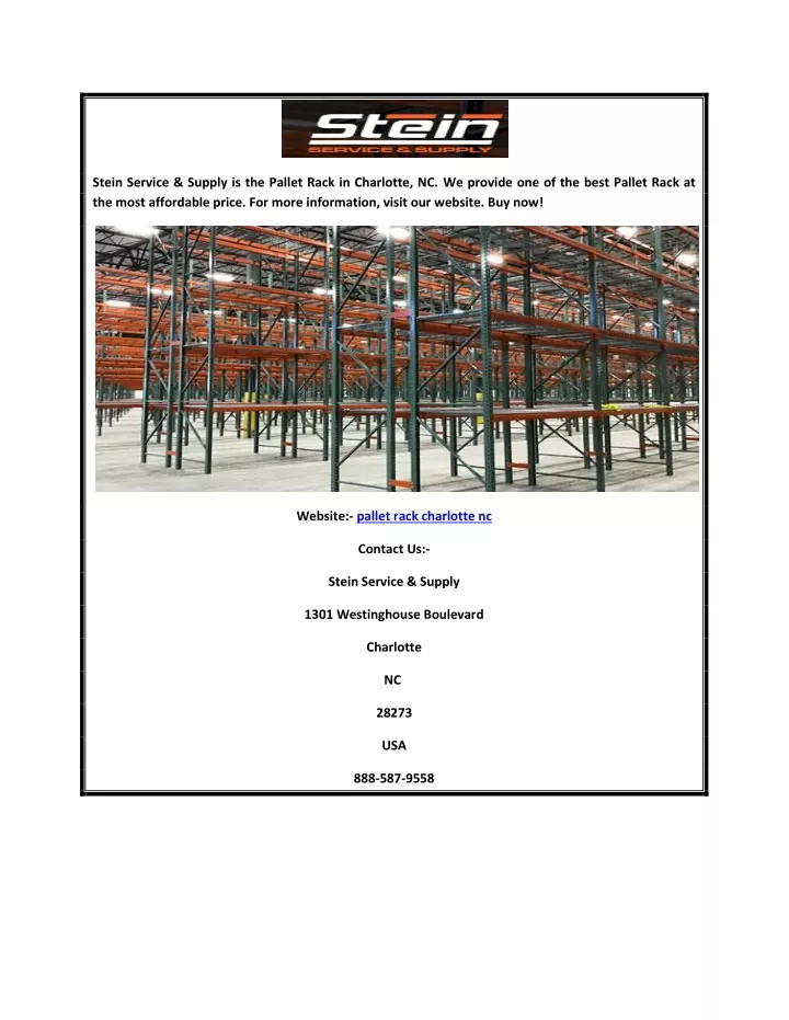 stein service supply is the pallet rack