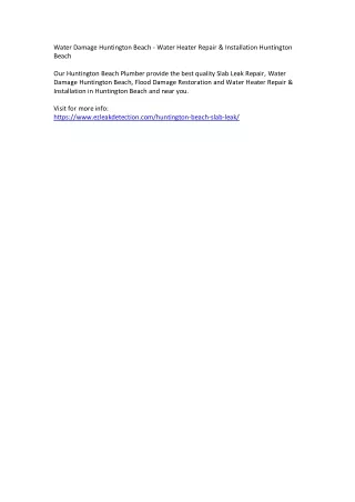 Water Damage Huntington Beach - Water Heater Repair & Installation Huntington Be