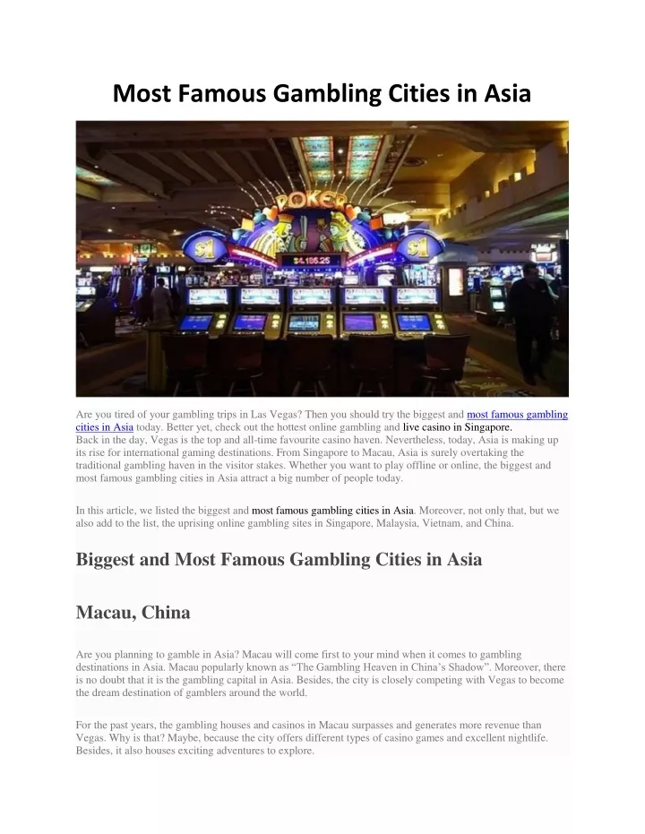 most famous gambling cities in asia