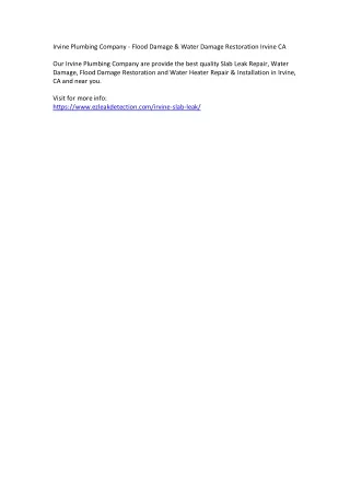 Irvine Plumbing Company - Flood Damage & Water Damage Restoration Irvine CA
