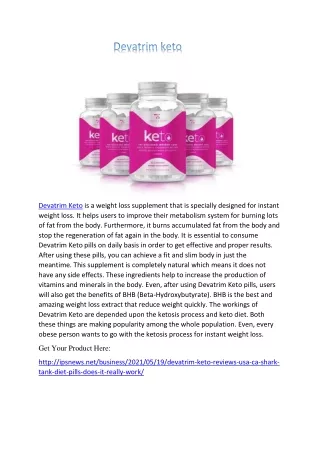 devatrim keto is a weight loss supplement that