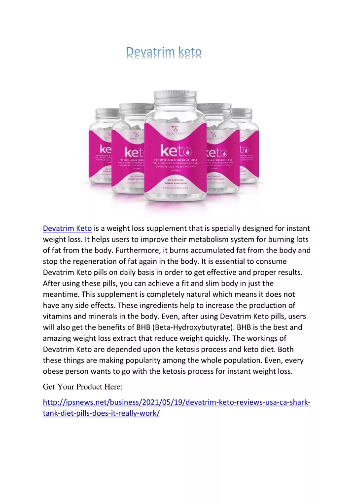 devatrim keto is a weight loss supplement that