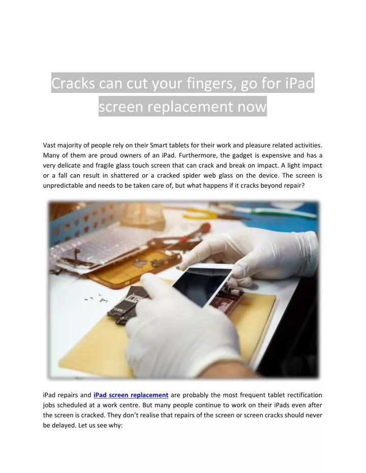 cracks can cut your fingers go for ipad screen