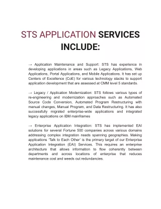 STS APPLICATION SERVICES