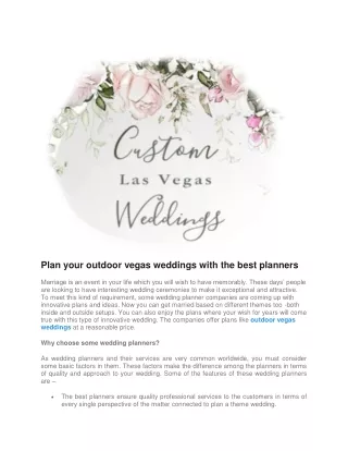 Plan your outdoor vegas weddings with the best planners