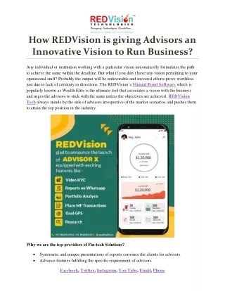 how redvision is giving advisors an innovative