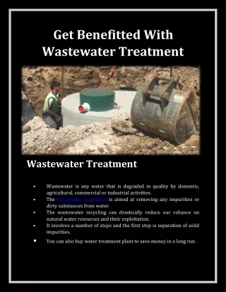 get benefitted with wastewater treatment