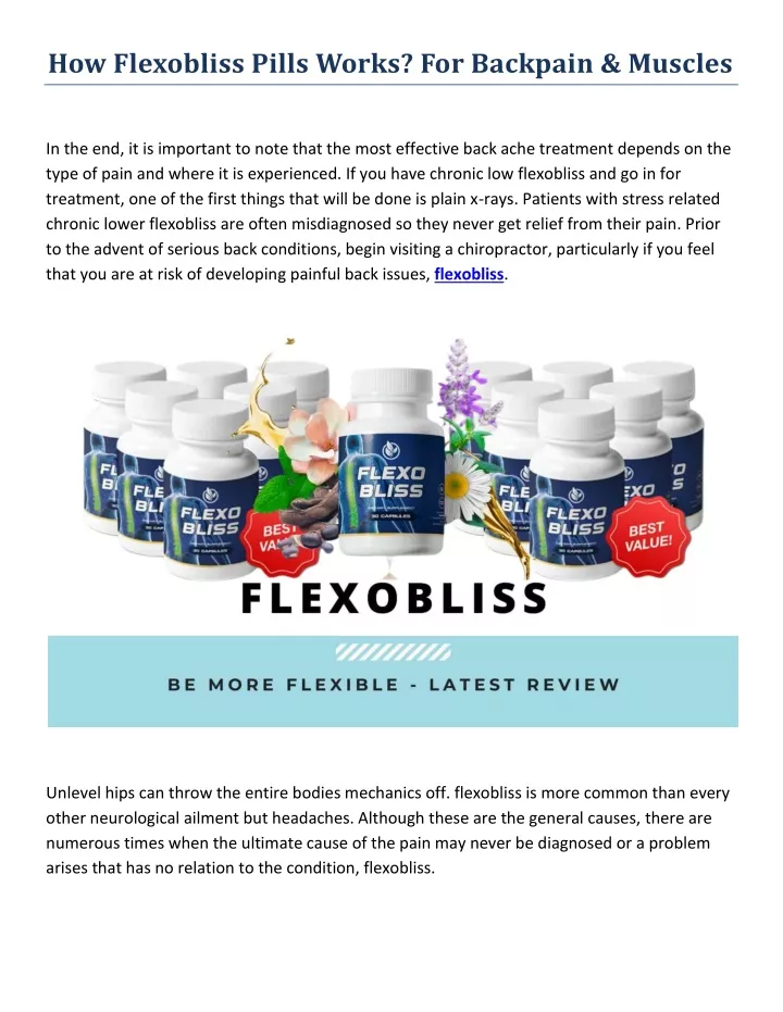 how flexobliss pills works for backpain muscles