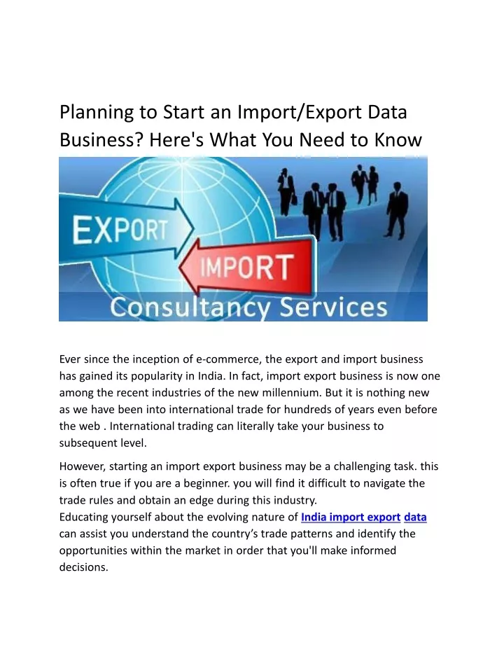 planning to start an import export data business