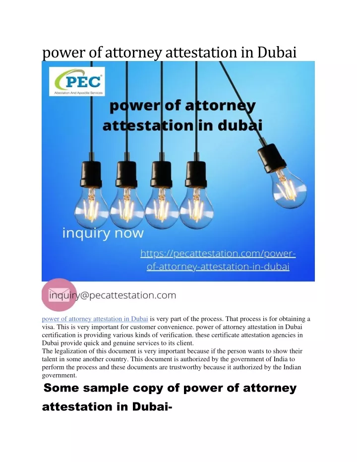 power of attorney attestation in dubai