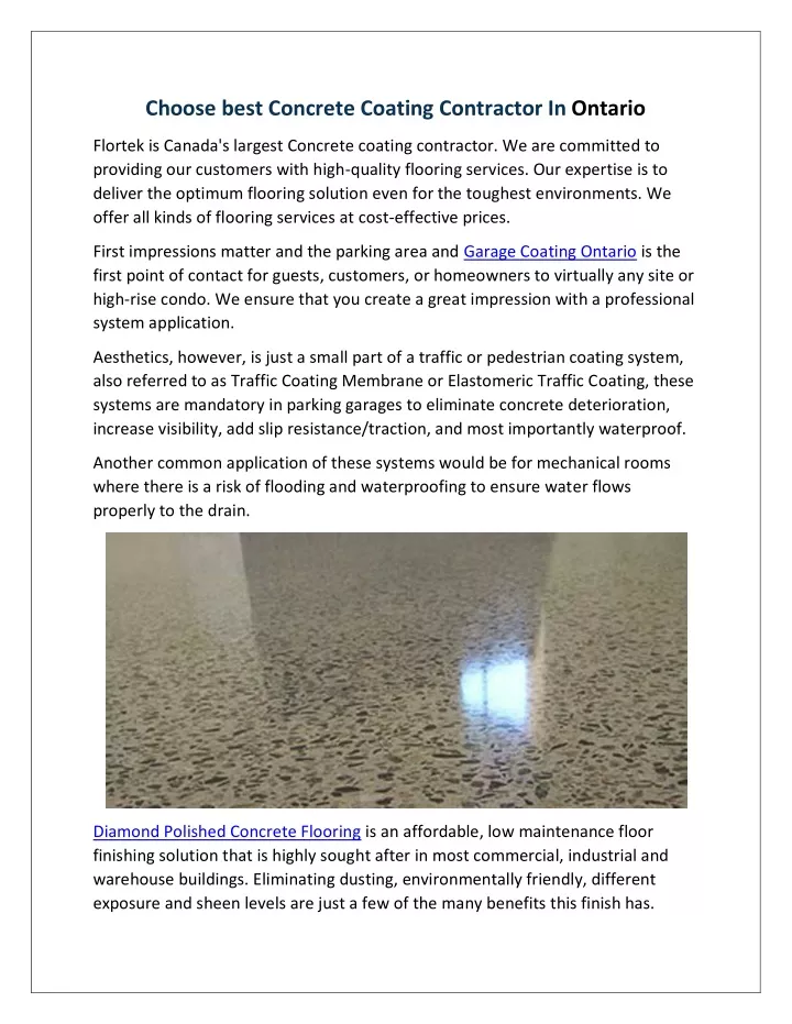 choose best concrete coating contractor in ontario