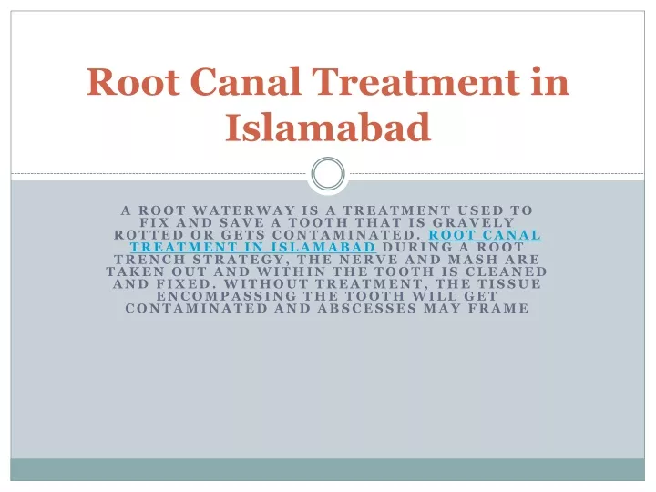 root canal treatment in islamabad