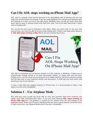 Can I fix AOL stops working on iPhone Mail App?