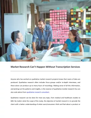 Market Research Can’t Happen Without Transcription Services