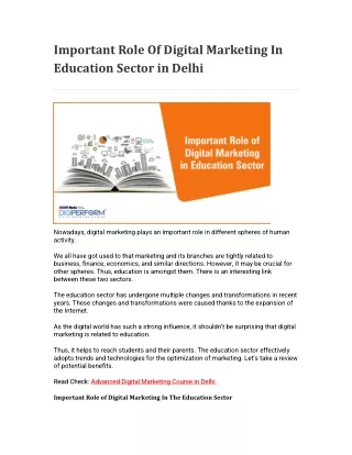 Important Role Of Digital Marketing In Education Sector in Delhi