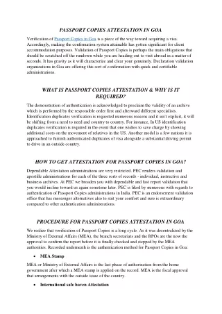 Passport Copies Attestation In Goa