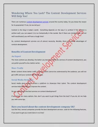 wondering where you lack the content development