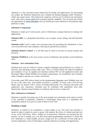 selenium is a free and open source framework