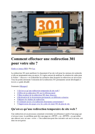 comment effectuer une redirection 301 pour votre